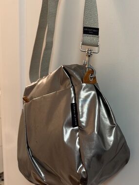 Metallic Silver Shoulder Bag with Detachable Strap